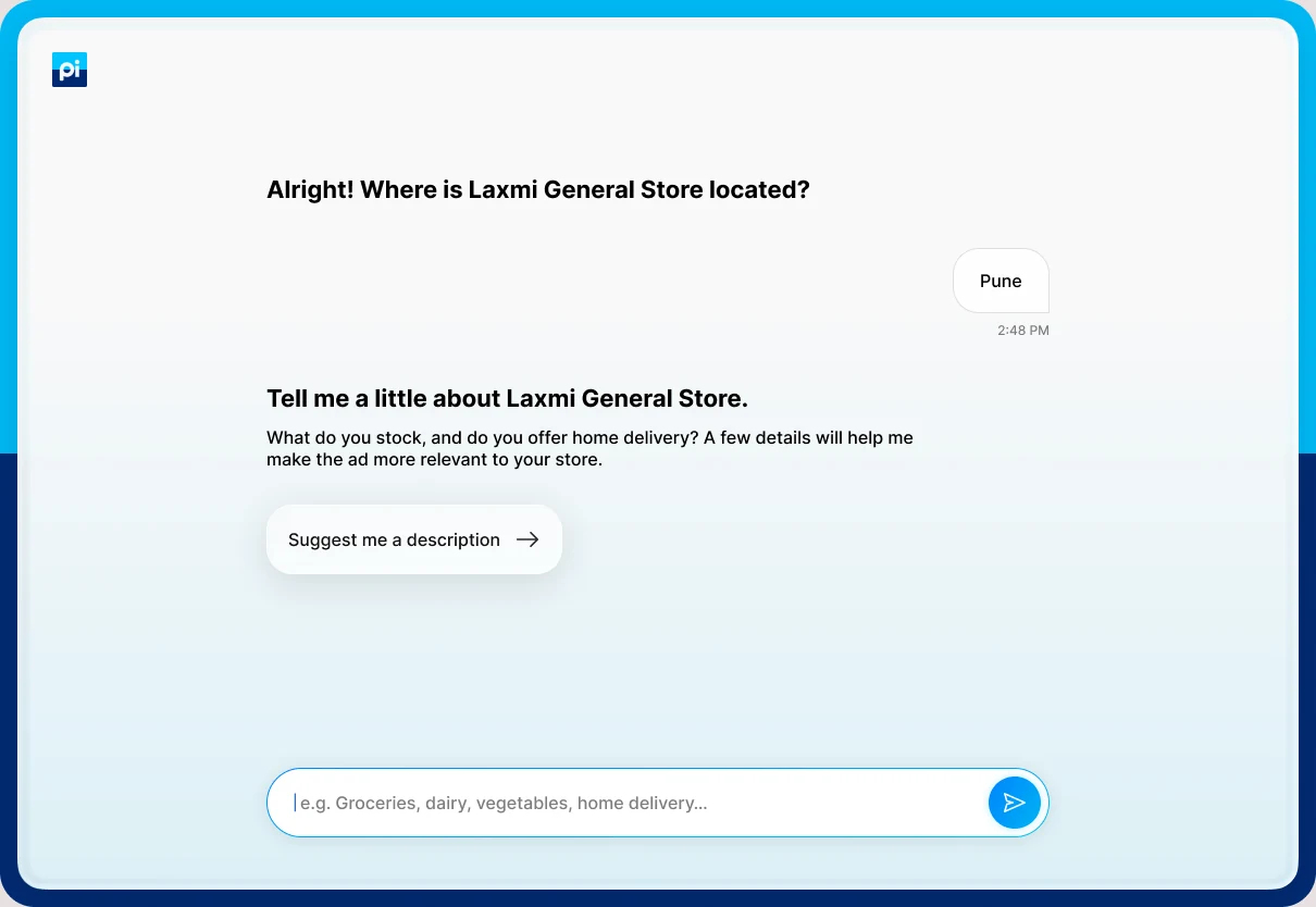 Description question with a Suggest me a description button