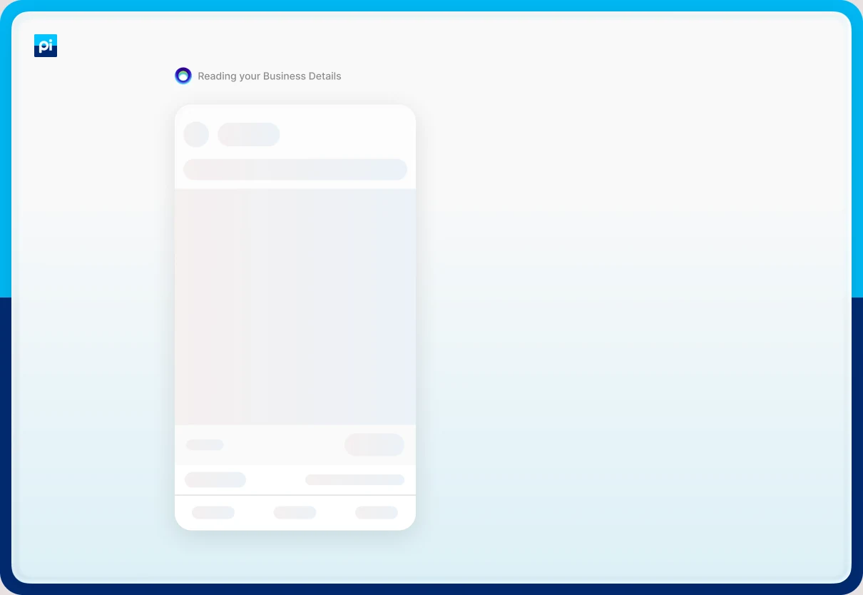 Skeleton of an ad post with the text Reading your Business Details
